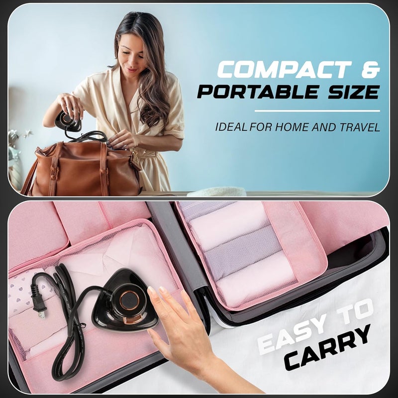 EcoNour 2-in-1 Mini Travel Iron & Steamer with temperature control, light indicator, and non-stick soleplate. Compact, portable, and ideal for travel, crafting, quilting, sewing, and handcraft project - Image 4